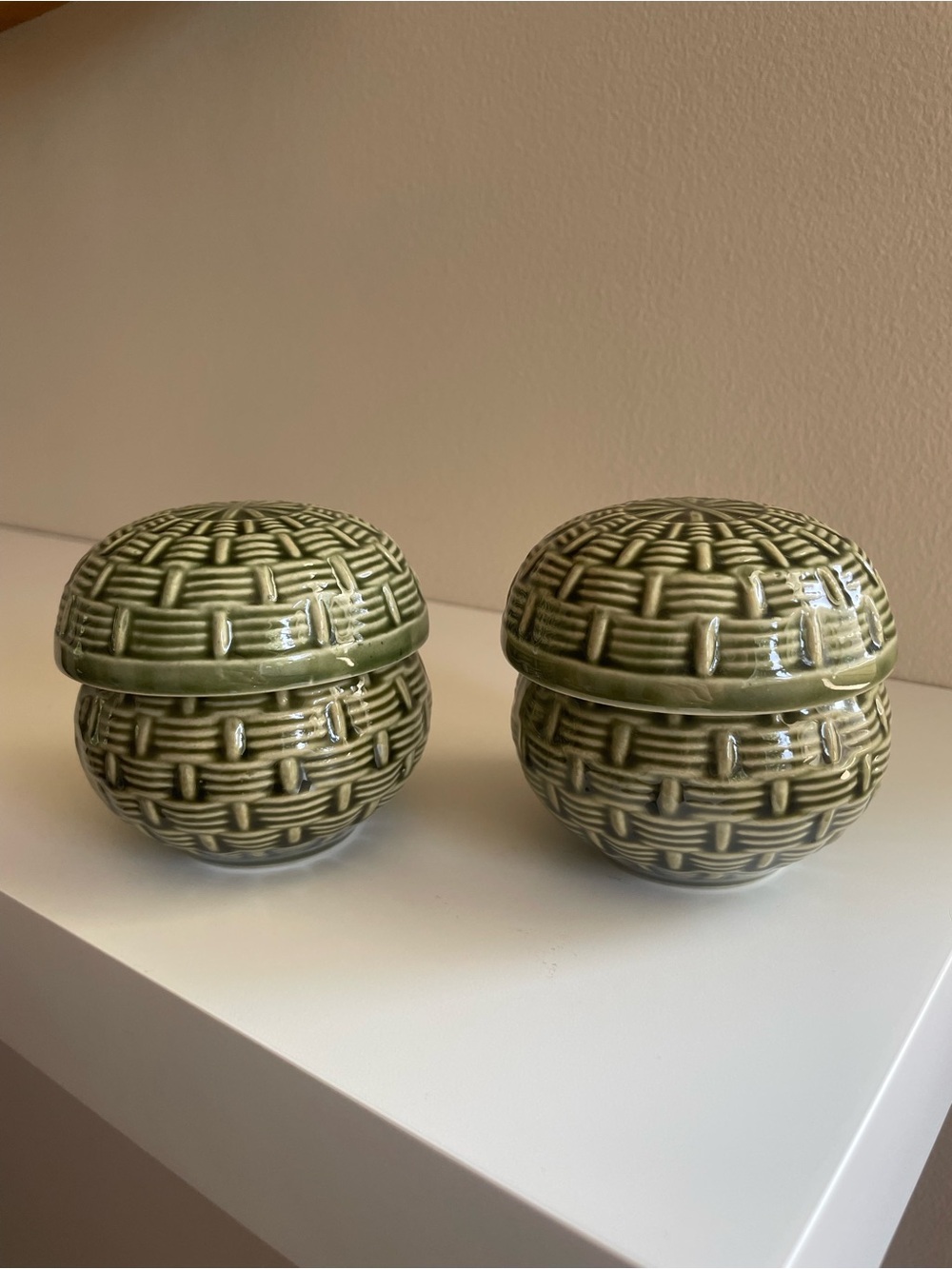Vintage Ceramic Basketweave Tea Set